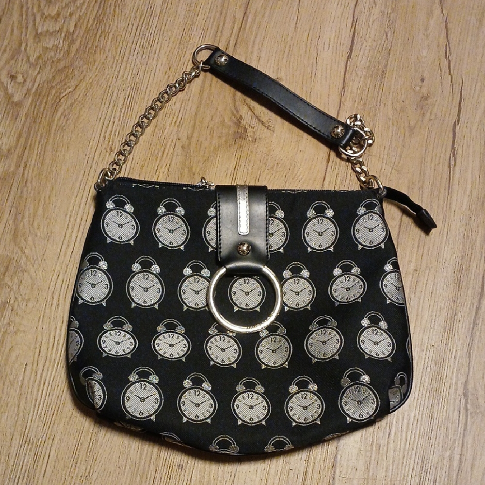 Black and Silver Chain Strap Women's Bag